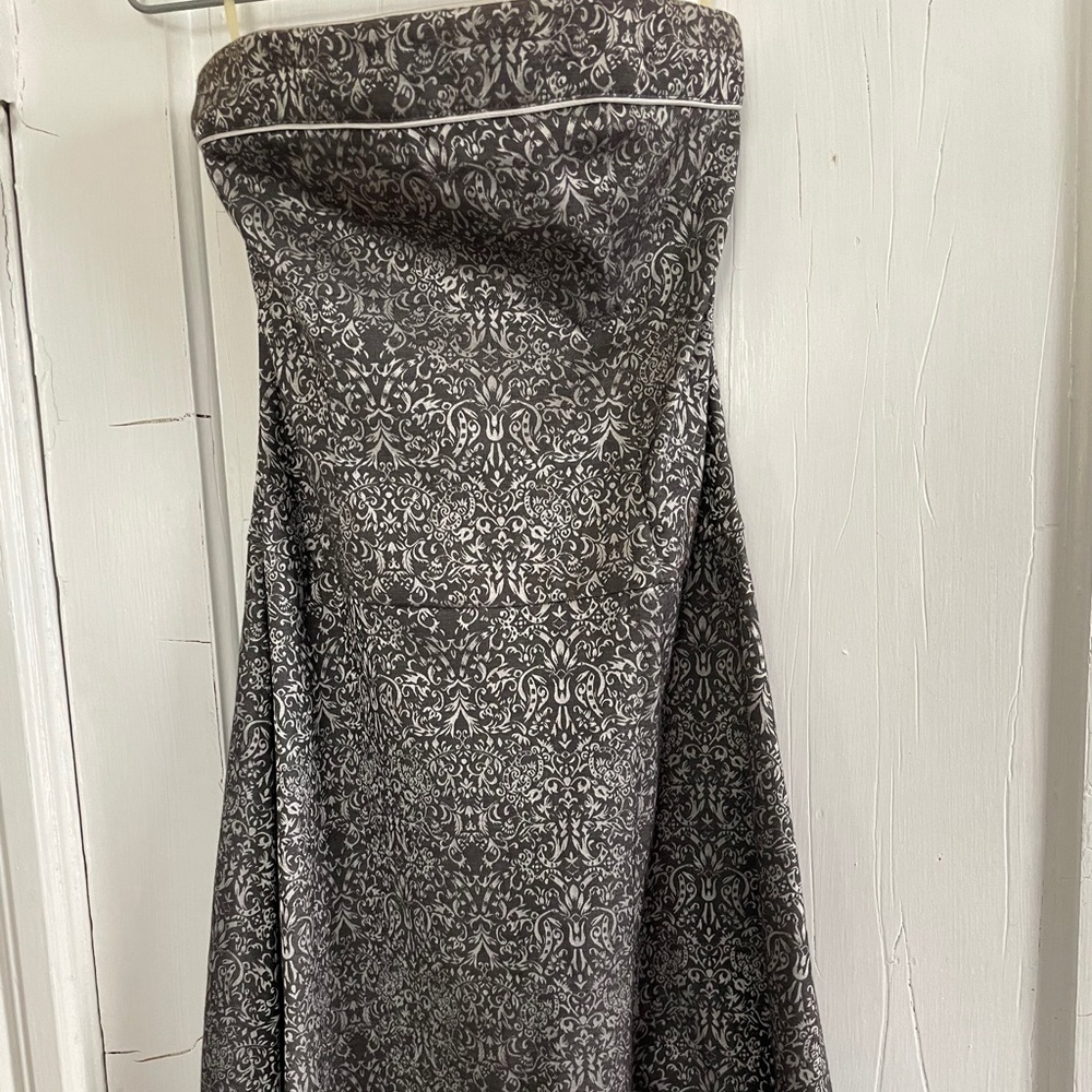 Teezeme Grey Strapless patterned dress